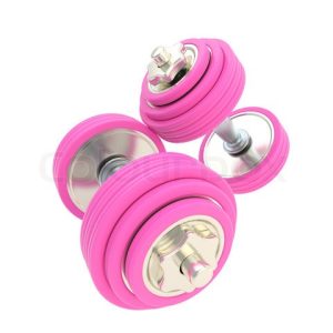 Women strength: pink pair of dumbbells